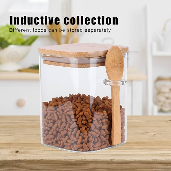 Imagen de Tarro De Almacenamiento en vidrio, Cuchara Madera, Recipiente